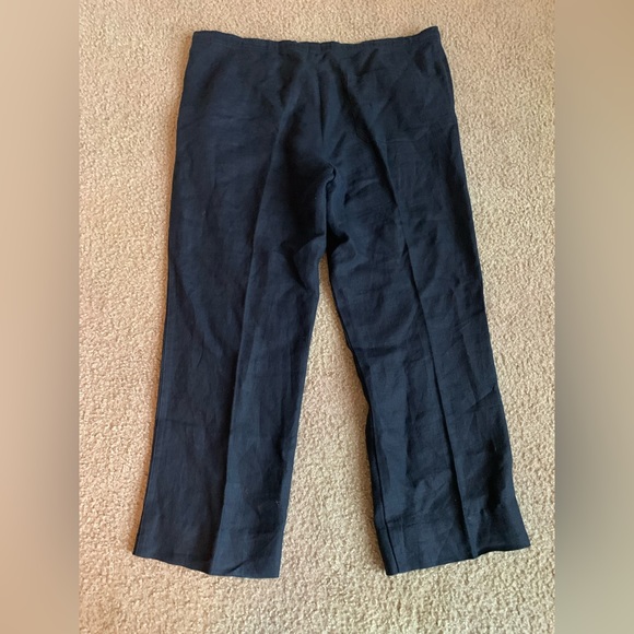 French Collection Linen Navy Blue Pant - Picture 2 of 3